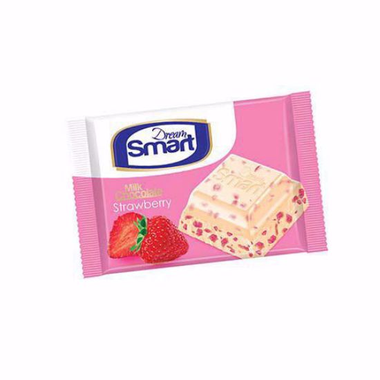 شکلات سفید با تکه های توت فرنگی و طعم خامه شیرین عسل دریم اسمارت 50g