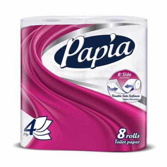 دستمال توالت رولی پاپیا بسته 8 عددی