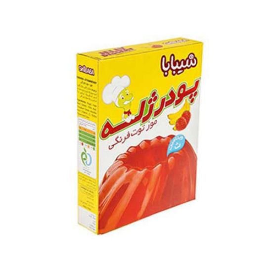 پودر ژله موز-توت فرنگی شیبابا حجم 100 گرم