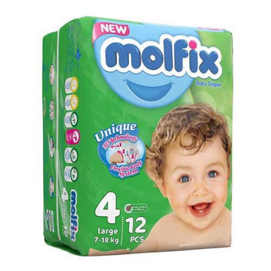 پوشک مولفیکس سایز 4 بسته 12 عددی