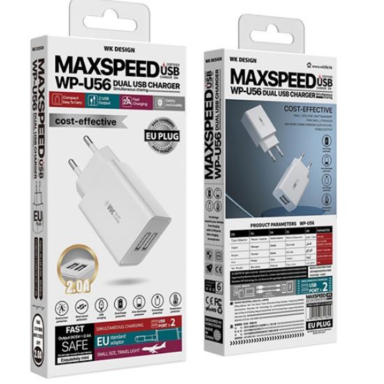 Picture of شارژر دیواری مکس اسپید مدل WP-U56 به همراه کابل تبدیل Micro USB