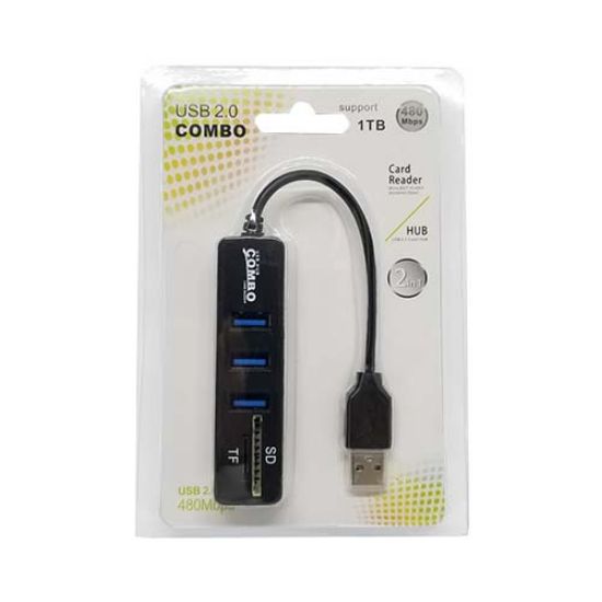 Picture of هاب 3 پورت USB 2.0 کارت خوان کمبو مشکی