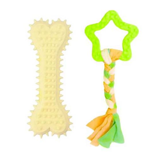 Picture of اسباب بازی دندانی سگ بایو موزارا مدل ستاره و استخوان کرم و سبز