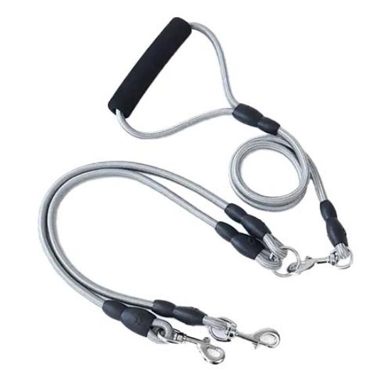 Picture of بند قلاده دو قلو سگ طول 1.3 متر طوسی